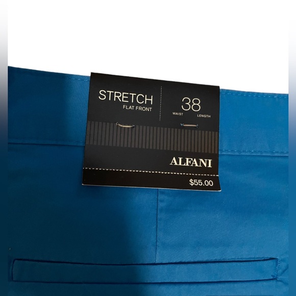 - Alfani Men’s Flat Front Stretch Summer Shorts Blue Size 38 - Picture 3 of 8